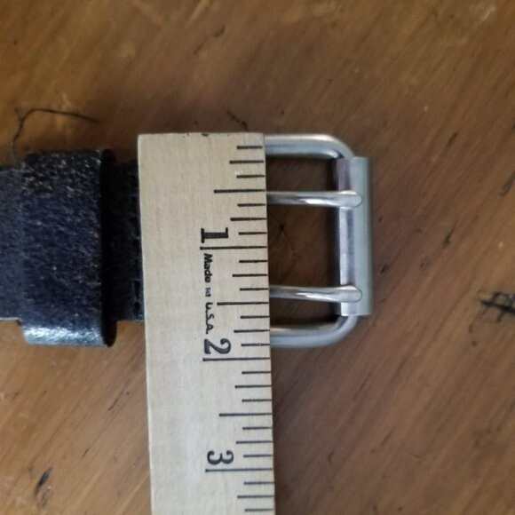 Aeropostale Distressed Genuine Leather Dark Brown Belt, Double Prong Buckle - Picture 6 of 10